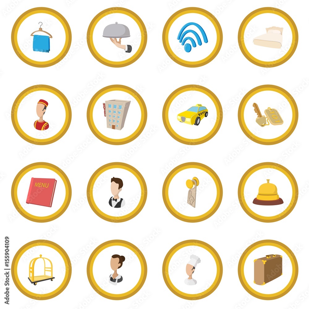 Hotel cartoon style icon circle Hotel cartoon style icon circle