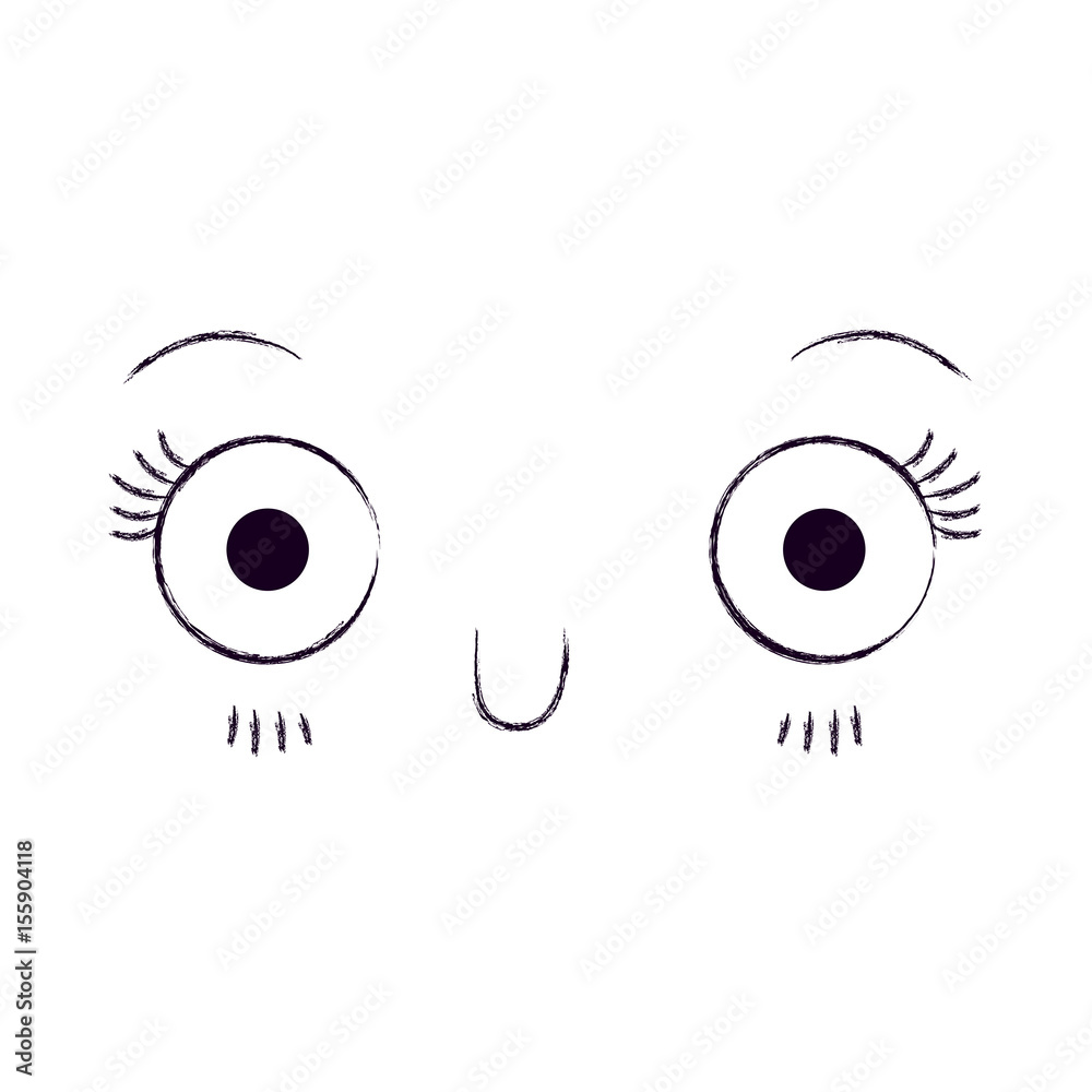 monochrome blurred silhouette of cute facial expression kawaii vector illustration monochrome blurred silhouette of cute facial expression kawaii vector illustration