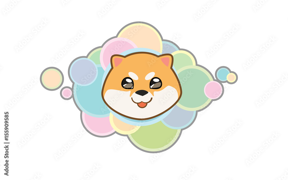 Vector illustration Dog 's head, shiba inu in cartoon style Vector illustration Dog 's head, shiba inu in cartoon style