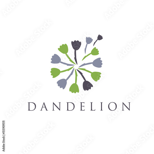 Illustration of concept logo of dandelion. Vector