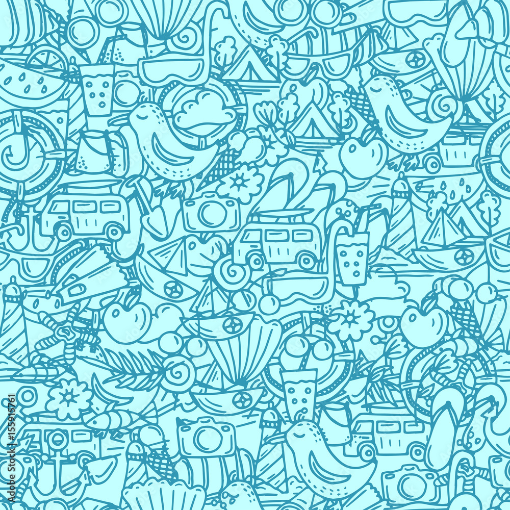Seamless pattern for summer time theme. Vector illustration