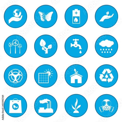 Universal ecology icon blue