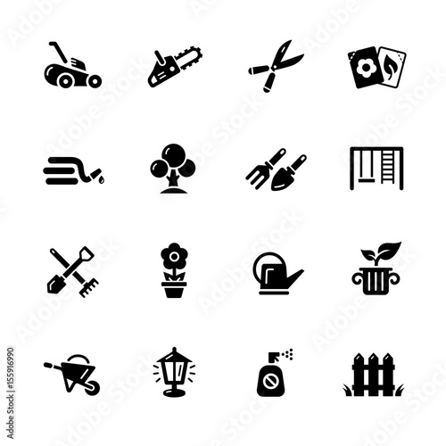 Obraz na plátně Gardening Icons // Black Series - Vector icons for your digital or print projects