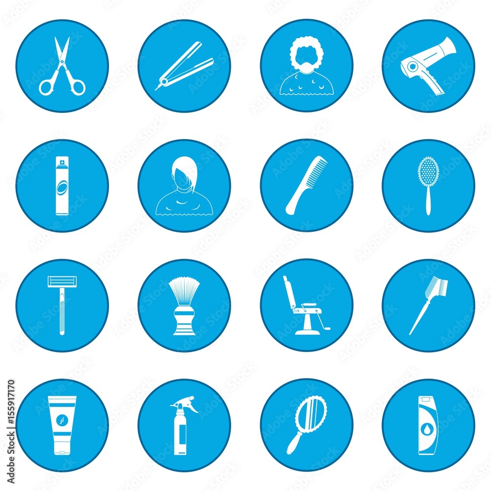 Hairdressing icon blue