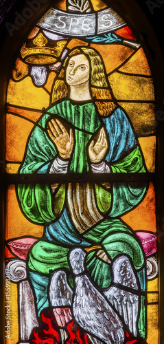 Hope Woman Stained Glass Window De Krijtberg Church Amsterdam Netherlands