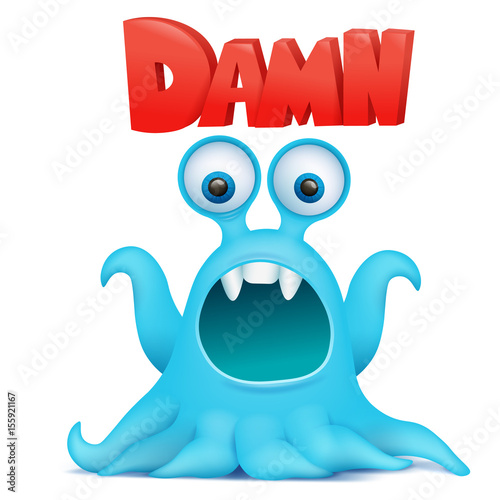 Octopus alien monster emoji character with damn title.