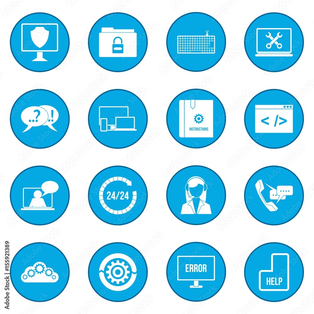 Support, call center icon blue
