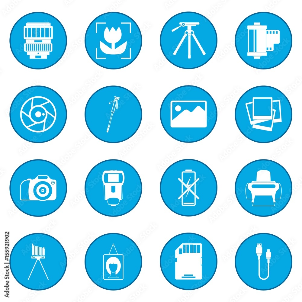 Photography set icon blue Photography set icon blue