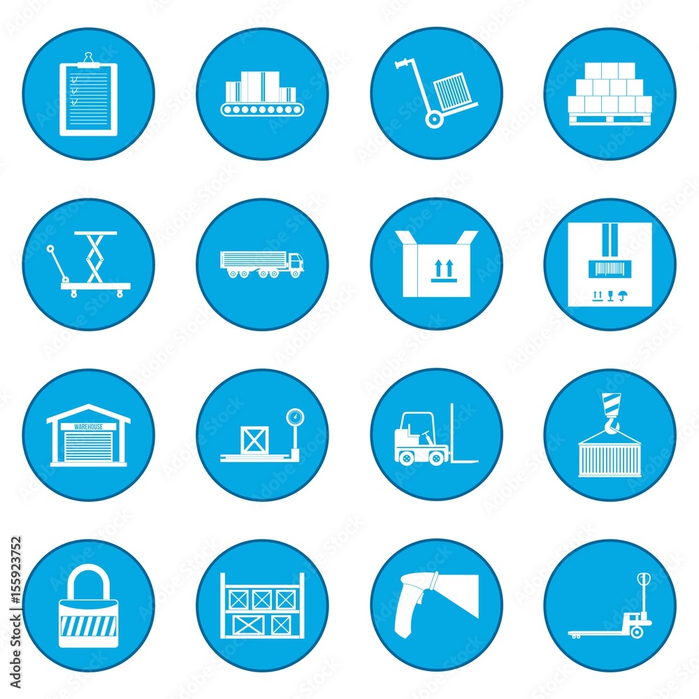 Warehouse logistic storage icon blue Warehouse logistic storage icon blue