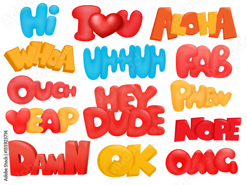 Set of dialog phrases in cartoon comic style