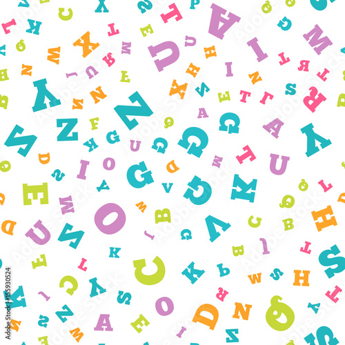 Colorful letter seamless pattern on white background