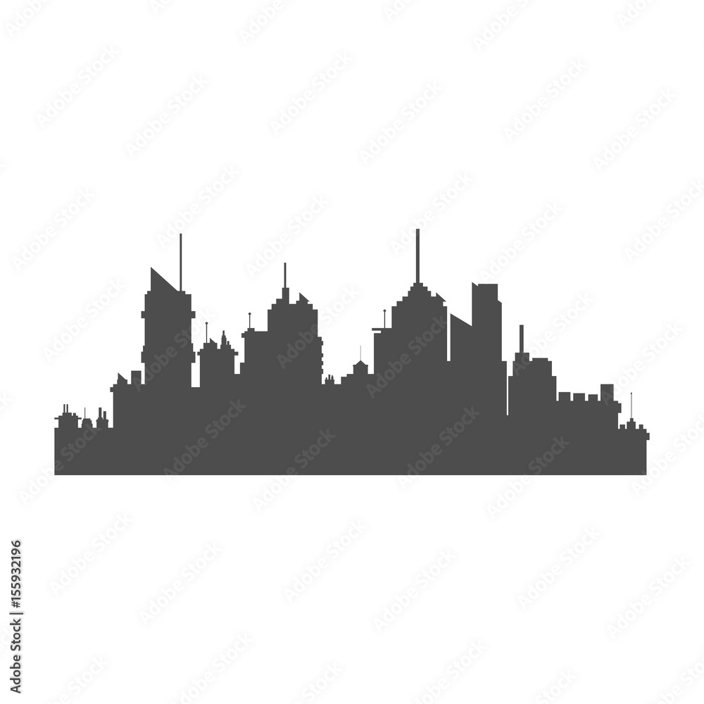 silhouette modern city with skyscrapers. building urban panorama vector illustration