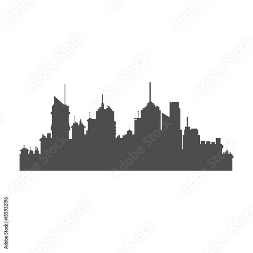 silhouette modern city with skyscrapers. building urban panorama vector illustration