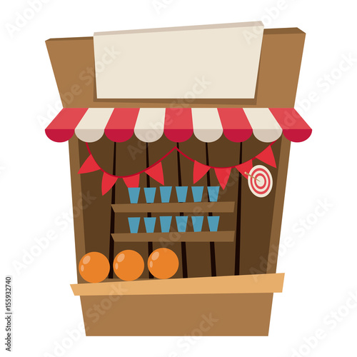 circus booth shooting with targets game pennant vector illustration