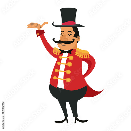 cartoon host man circus festival vector illustration