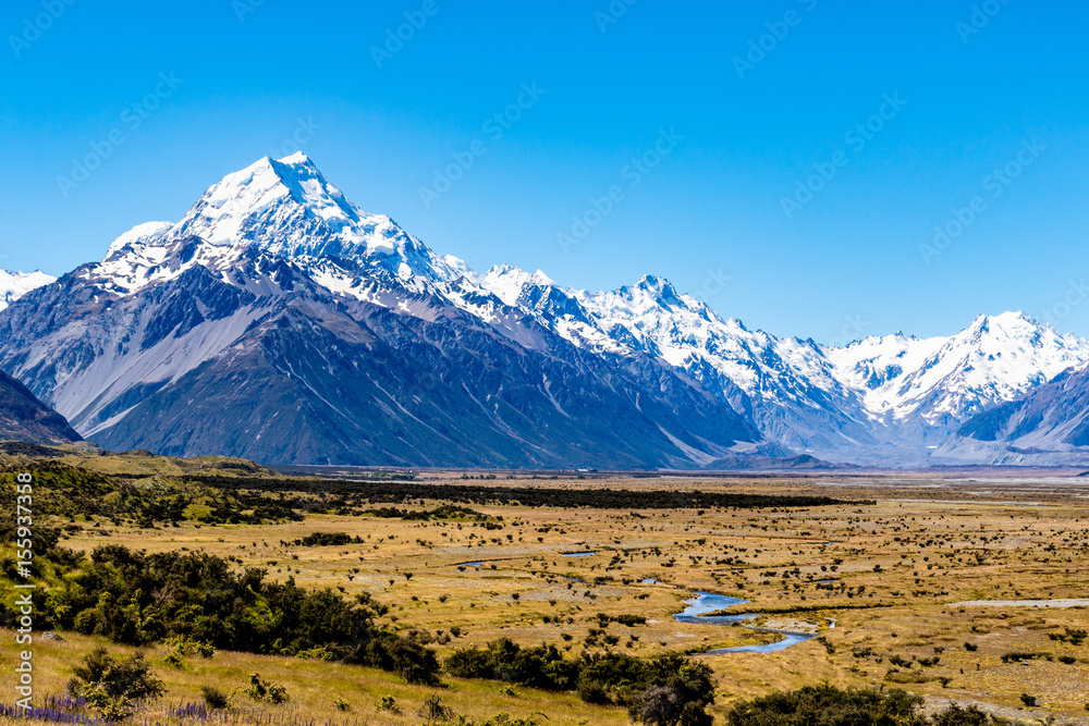 Tasman River valley and Mount Cook