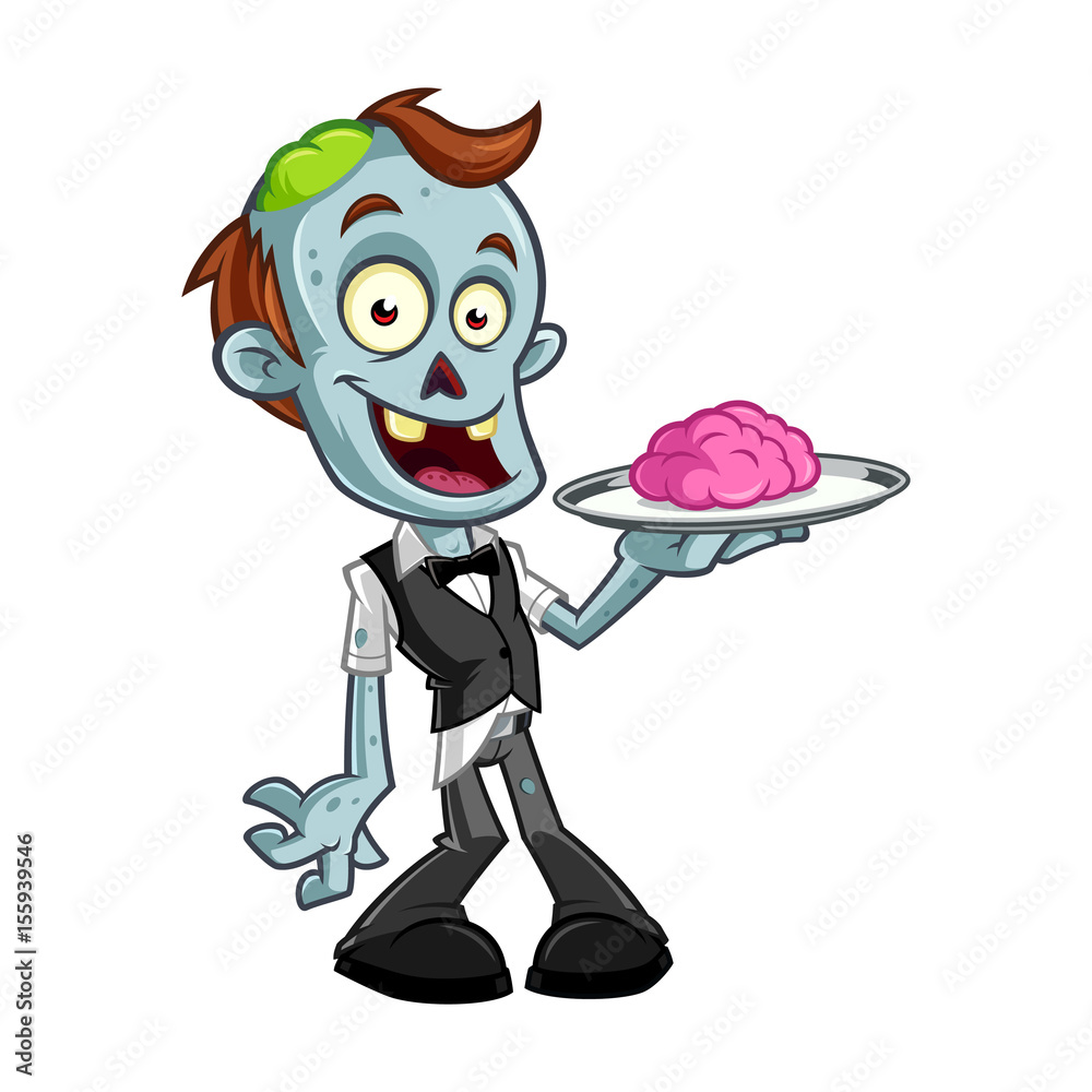 Obraz premium Funny zombie, he is dressed in waiter clothes