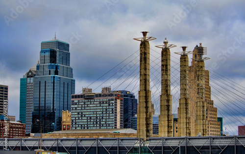 Kansas City Skyline, performing arts district, Bartle Hall Pylons