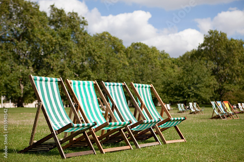 Deck chairs in St James's Park, London photo
