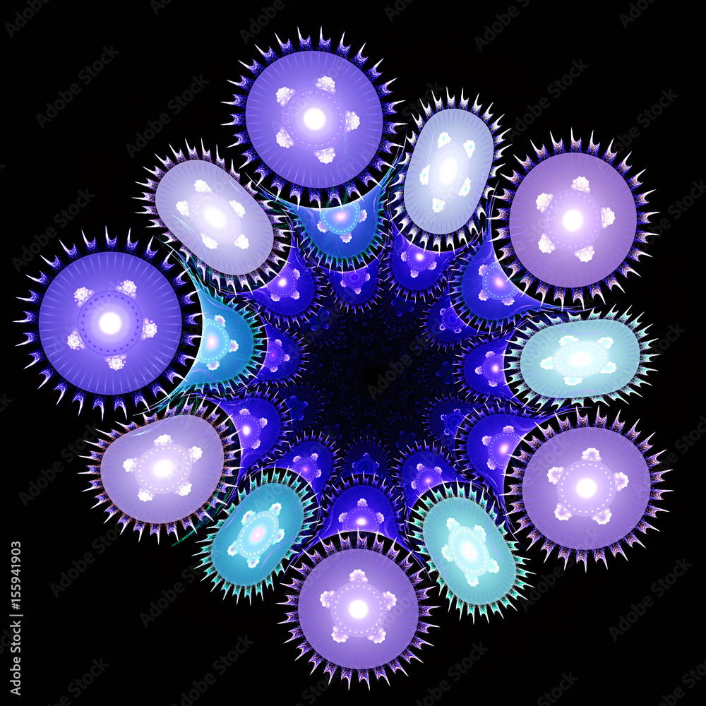Living cell under microscope. Awesome Microcosm. 3D surreal illustration. Sacred geometry. Mysterious psychedelic relaxation pattern. Fractal abstract texture. Digital artwork graphic astrology magic