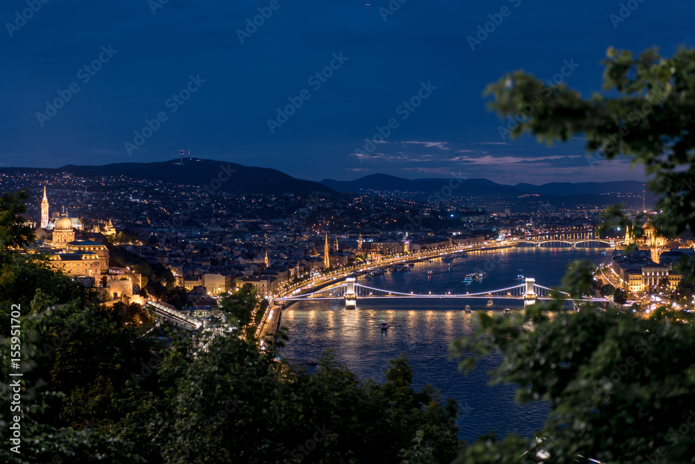 View of Budapest in the blue hour