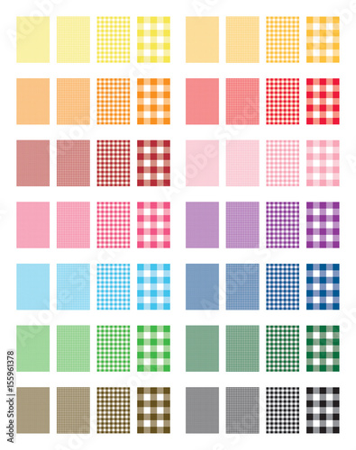 Set of 14 colors Gingham Pattern Vector Backgrounds