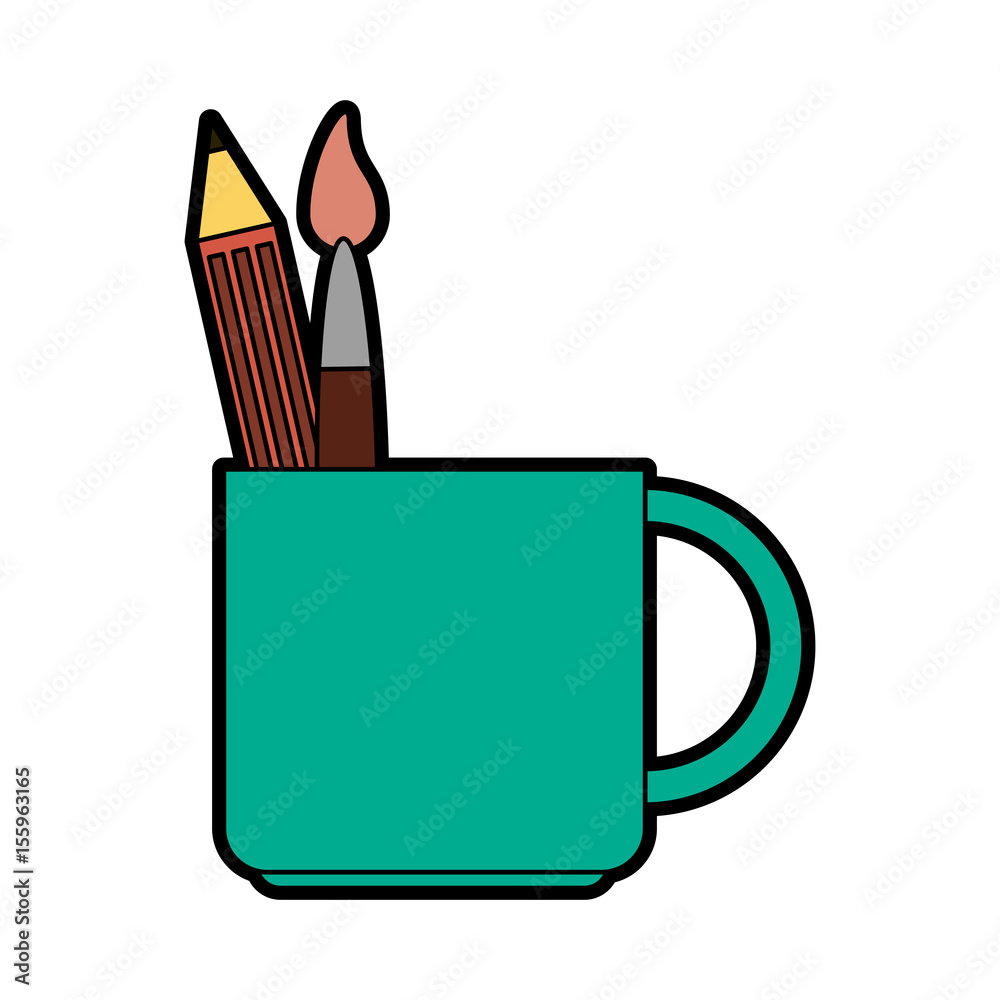 mug with stationery tools icon image vector illustration design mug with stationery tools icon image vector illustration design