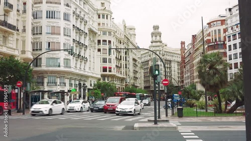 traffic light in plaza del ayuntamiento valencia photo