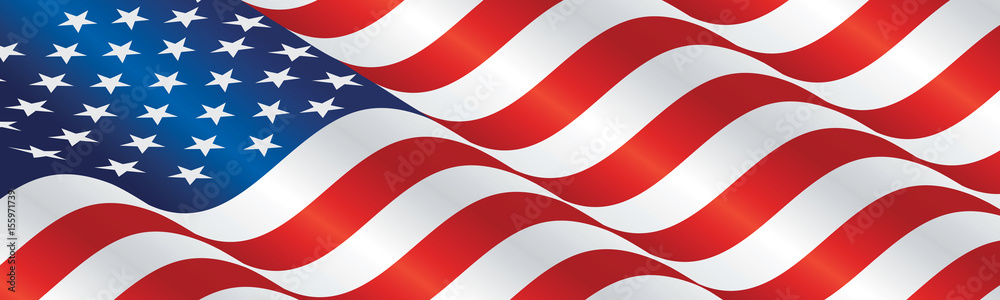 Fototapeta premium USA flag long drawn landscape background