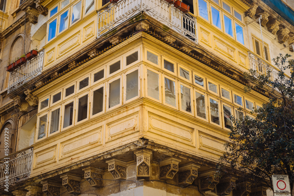 Fototapeta premium Maltese wooden balconies in Valletta, Malta