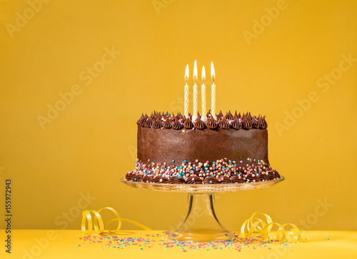 Chocolate Birthday Cake on Yellow