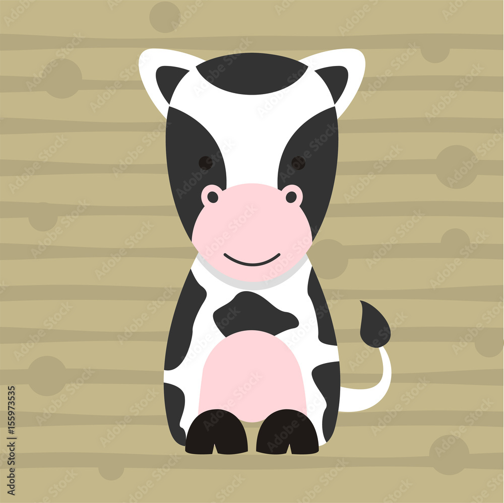 Naklejka premium cute little cow soft color kids t shirt design