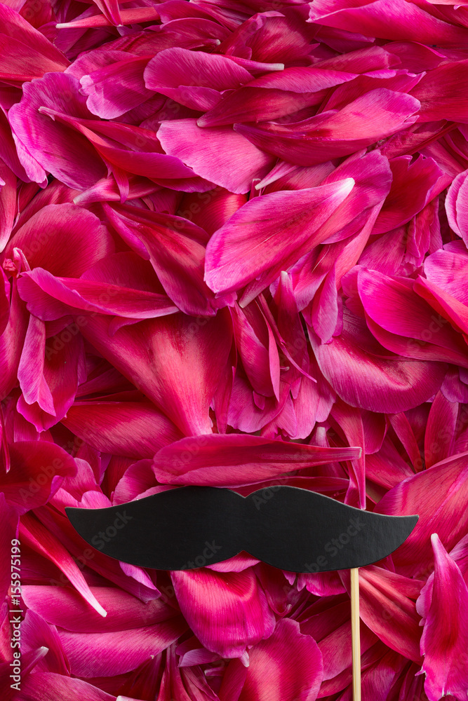 Hipster fake mustache on blossom background. Hipster fake mustache on blossom background.