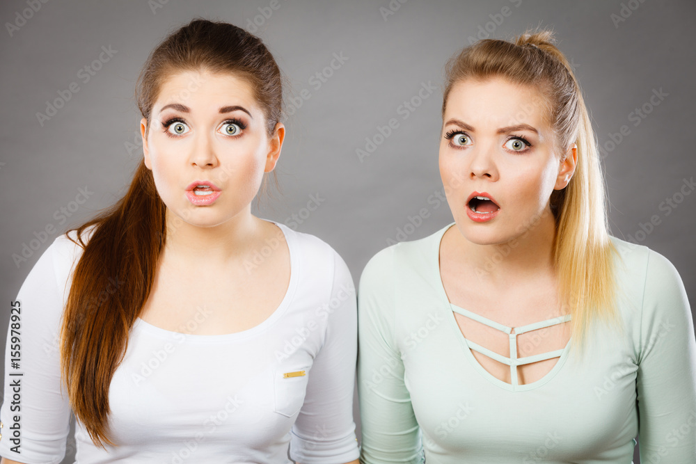 Two shocked and amazed women Two shocked and amazed women