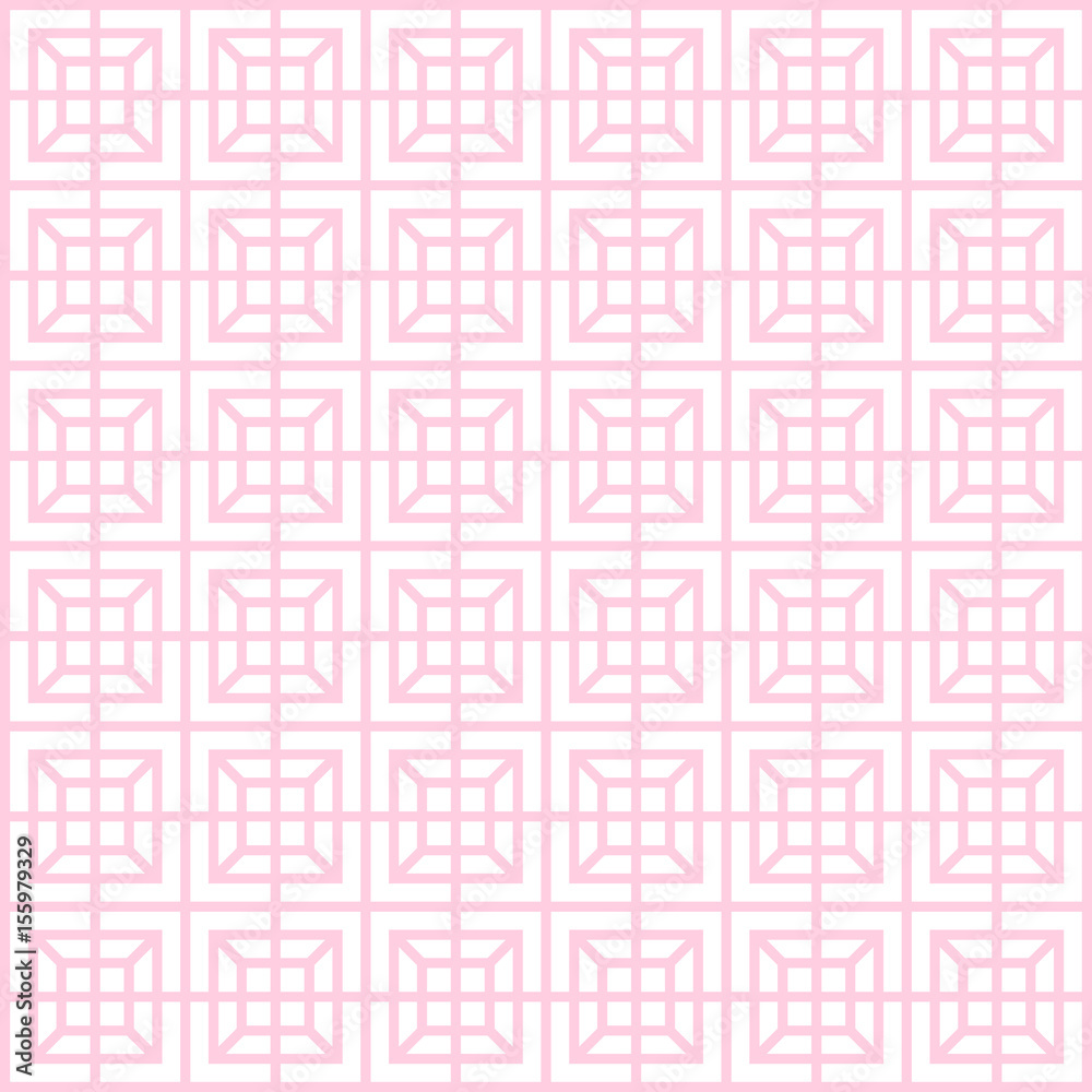 Geometric pattern, seamless square simple background texture thin line and light pink color