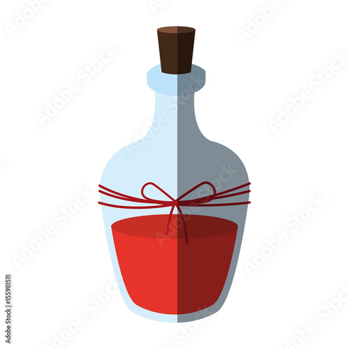 cosmetic bottle with cork and ribbon bow  spa center related icon image vector illustration design 