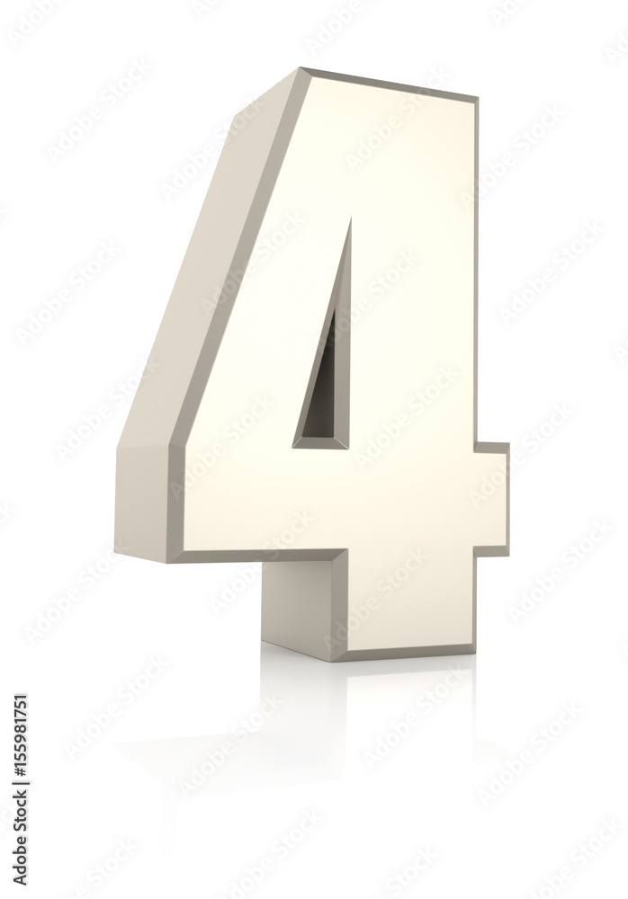 Fototapeta premium Number 4 Isolated on White Background