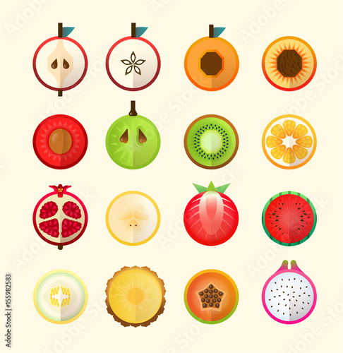 Summer tropical fruits in geometric style.