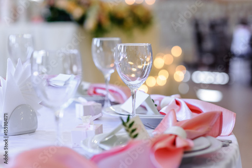 glasses on a festive laid table