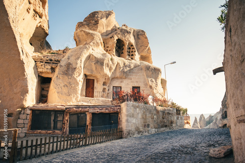 Cave houses Goreme village with in Cappadocia, Turkey photo