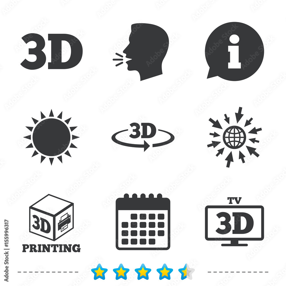 3d technology icons. Printer, rotation arrow. 3d technology icons. Printer, rotation arrow.