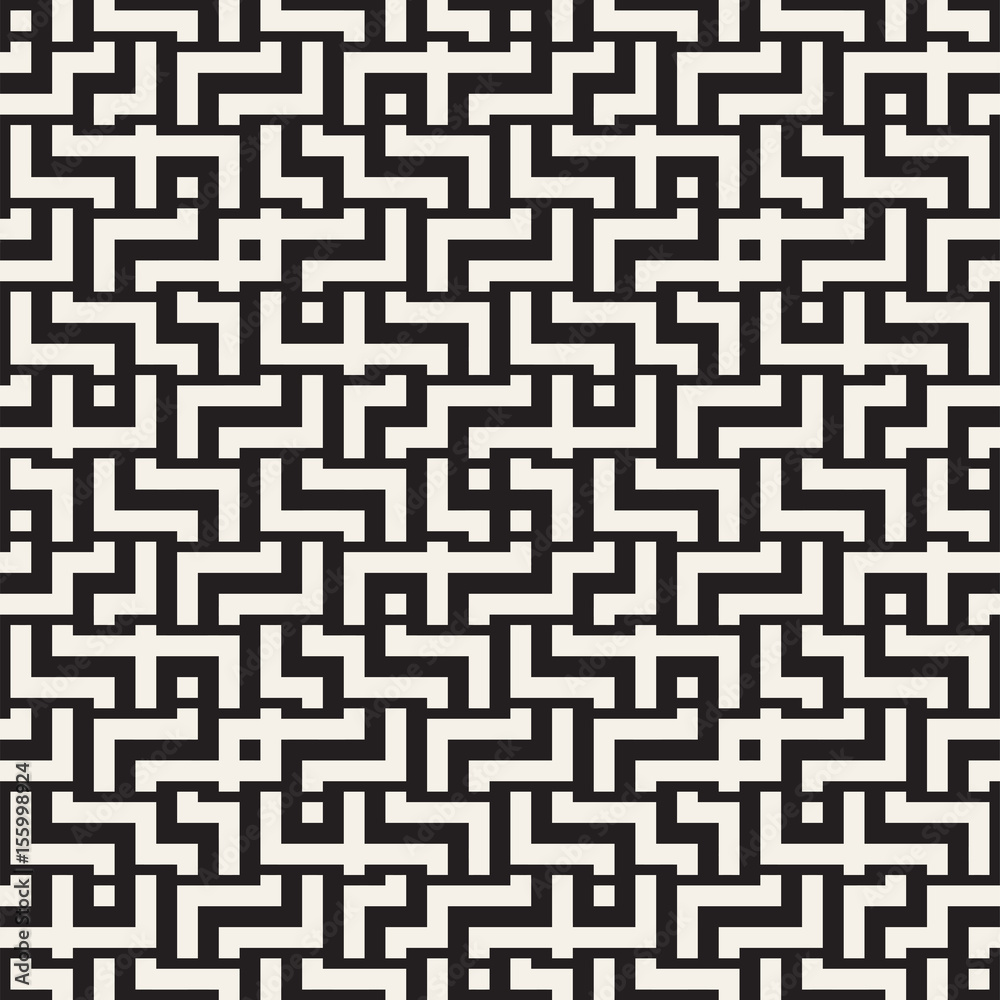 Interlacing Lines Maze Lattice. Ethnic Monochrome Texture. Vector Seamless Black and White Pattern Interlacing Lines Maze Lattice. Ethnic Monochrome Texture. Vector Seamless Black and White Pattern