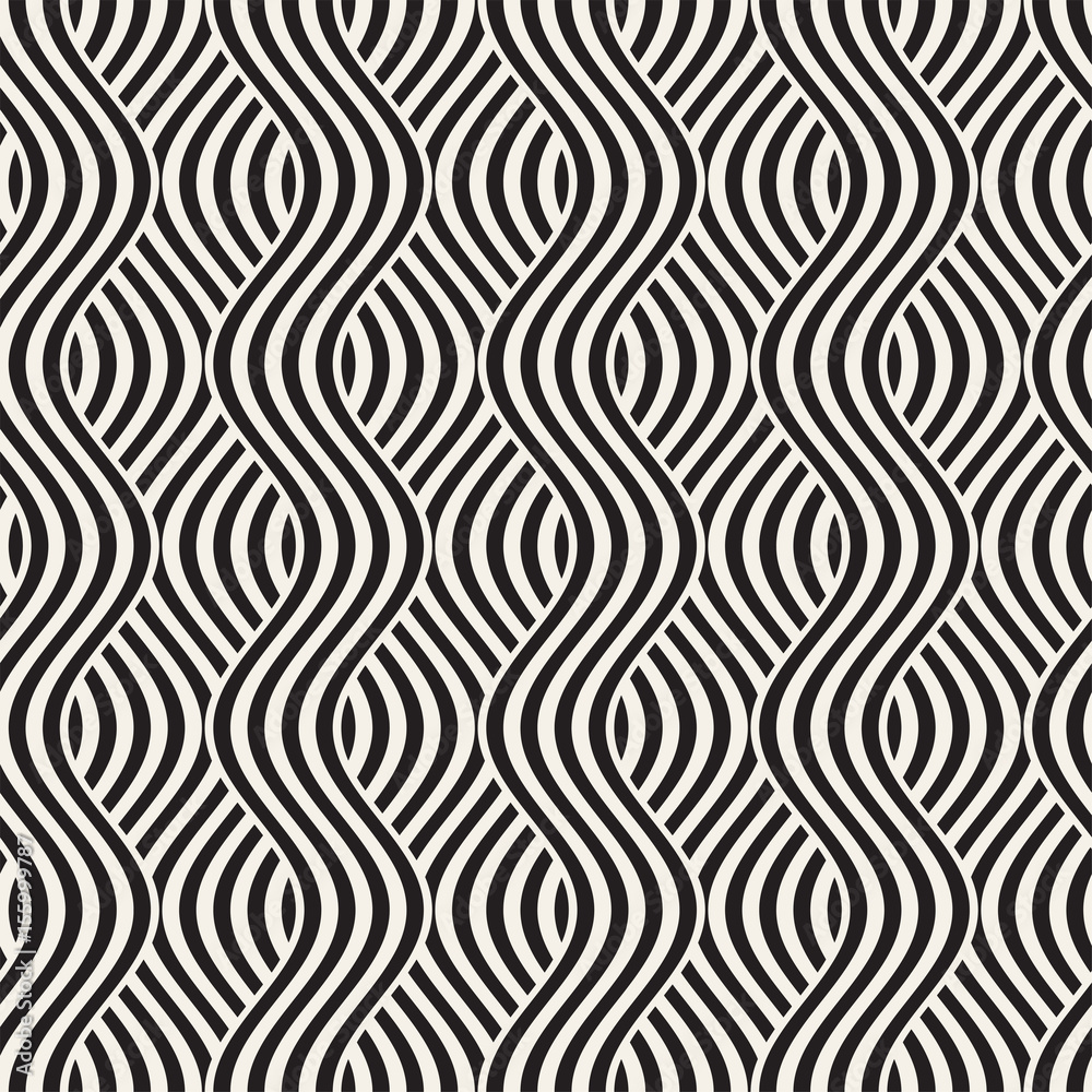 Abstract geometric pattern with wavy lines. Interlacing rounded stripes design. Seamless vector background. Abstract geometric pattern with wavy lines. Interlacing rounded stripes design. Seamless vector background.