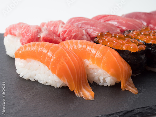 sushi set on black plate