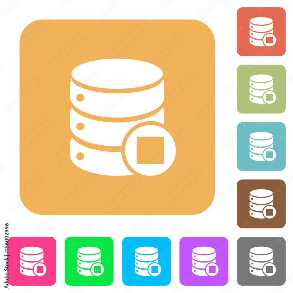 Database macro stop rounded square flat icons Database macro stop rounded square flat icons