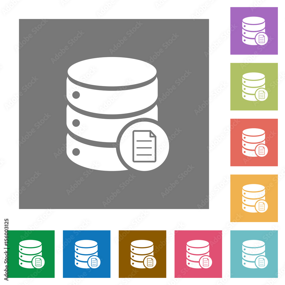 Database properties square flat icons Database properties square flat icons