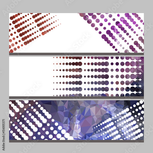 Set of horizontal banners with abstract mosaic pattern and dots. Vector clip art