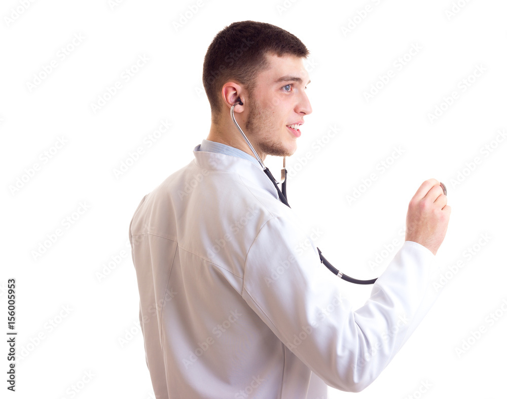 Young man in doctor gown Young man in doctor gown