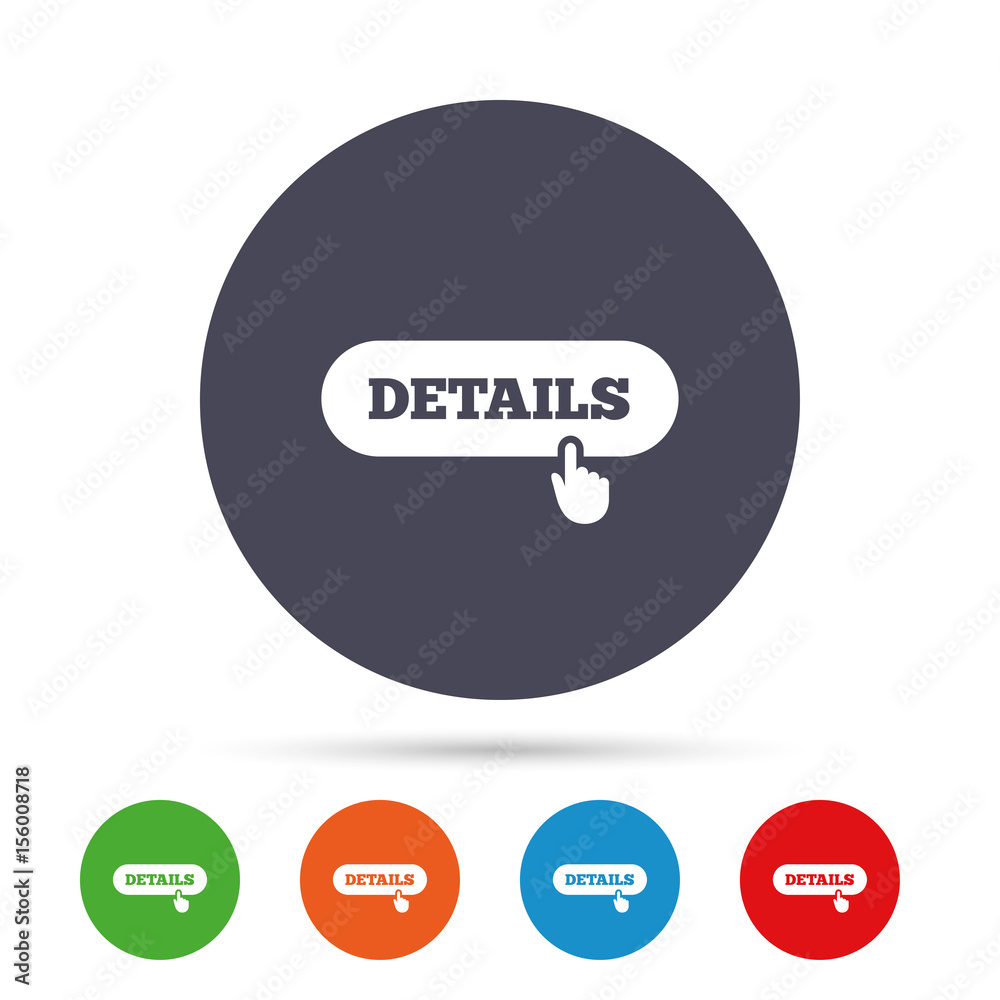 Details with hand pointer icon. More symbol. Details with hand pointer icon. More symbol.