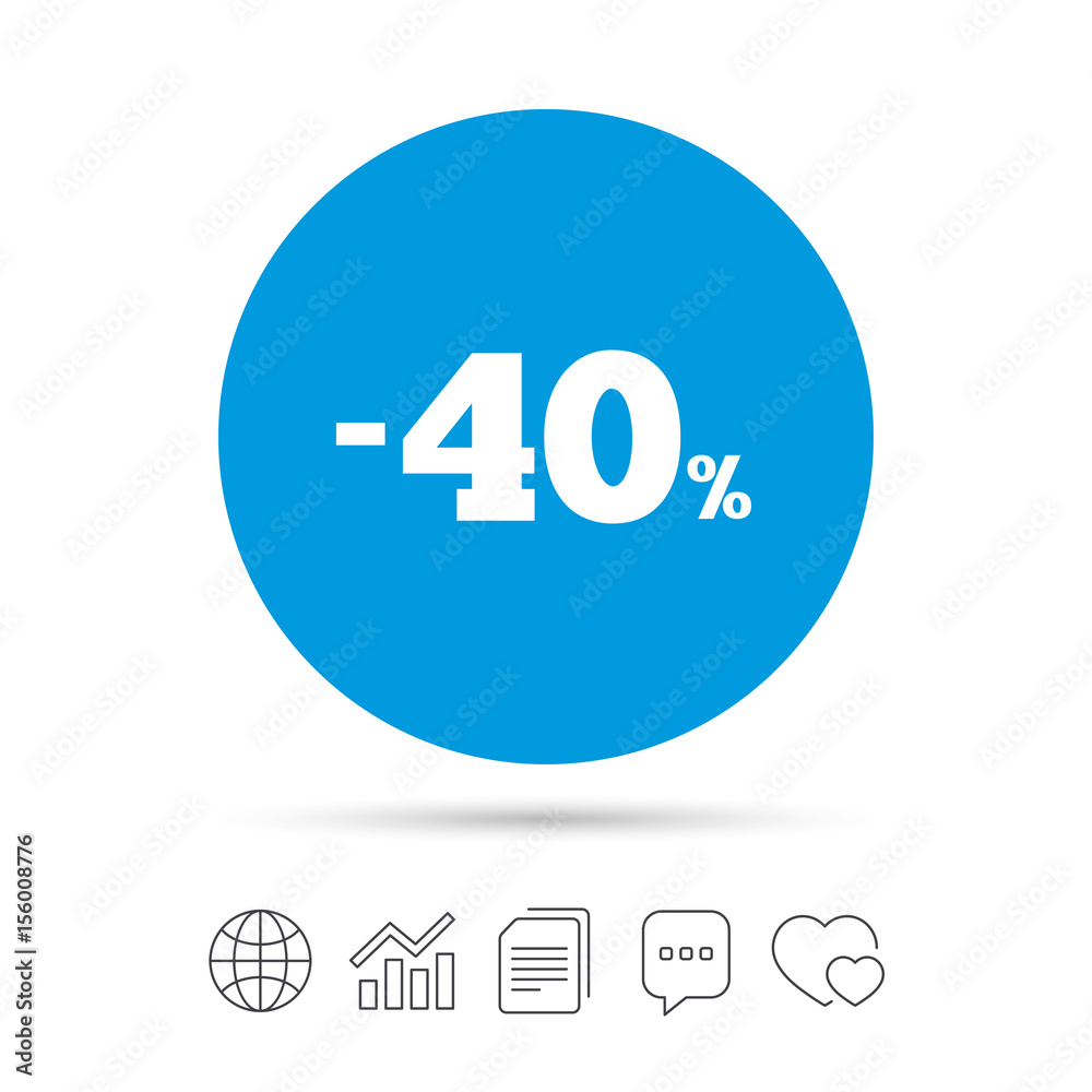 40 percent discount sign icon. Sale symbol. 40 percent discount sign icon. Sale symbol.
